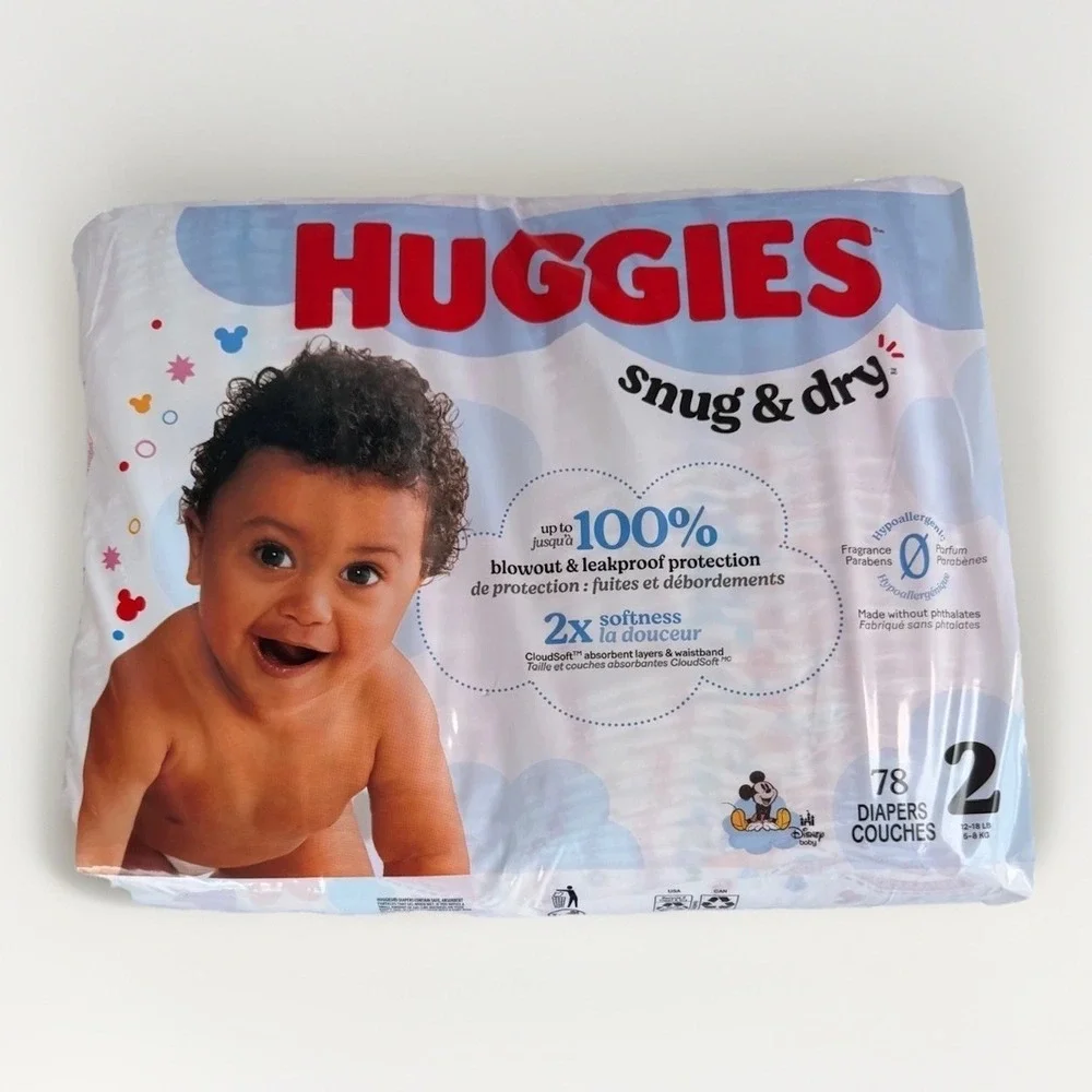 Huggies 78 count Snug & Dry Size 2  Baby‎ Diapers 100%
